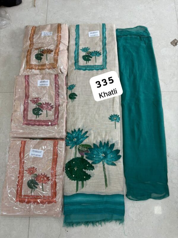 SCAK Linen Top Pure Chiffon Dupatta Unstitched Suits