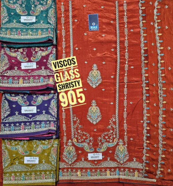 SCAK Glass Top Pure Chiffon Dupatta Unstitched Suits