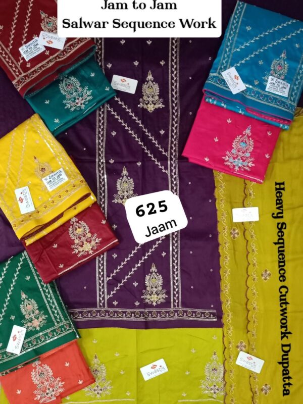 Swastik Jaam Top Pure Chiffon Dupatta Unstitched Suits