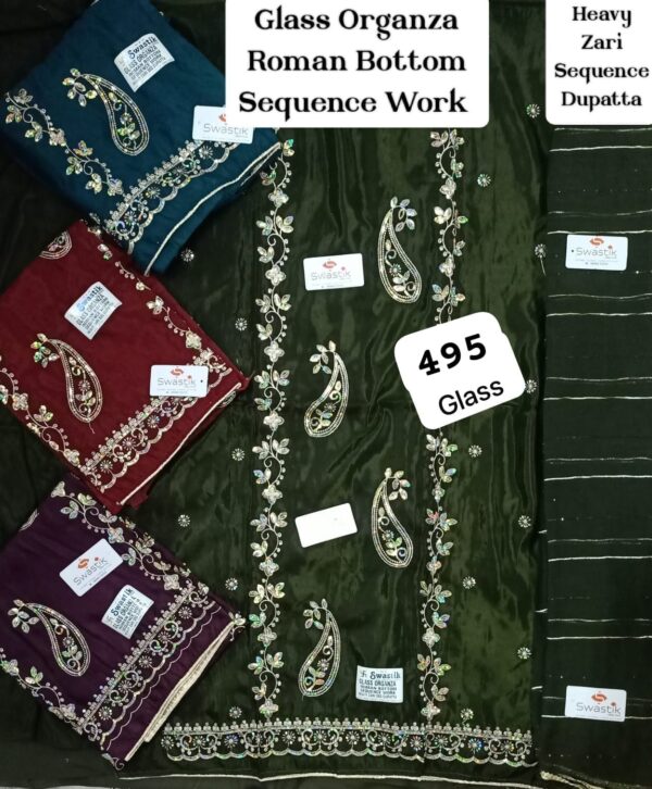 Swastik Glass Top Pure Chiffon Dupatta Unstitched Suits