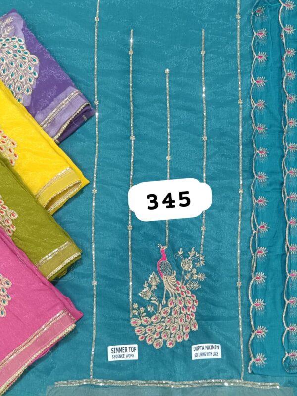 SCAK Shimmer Top Pure Chiffon Dupatta Unstitched Suits