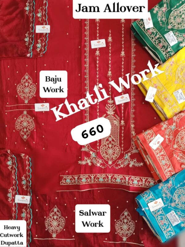 Swastik Jaam Top Pure Chiffon Dupatta Unstitched Suits