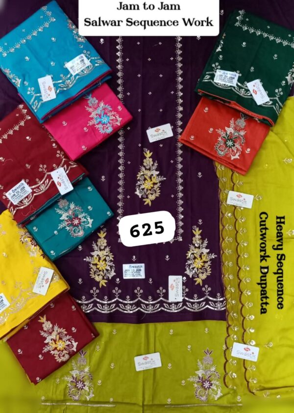 1000677063 Swastik Jaam Top Pure Chiffon Dupatta Unstitched Suits