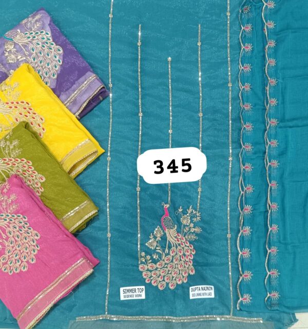 SCAK Shimmer Top Pure Chiffon Dupatta Unstitched Suits