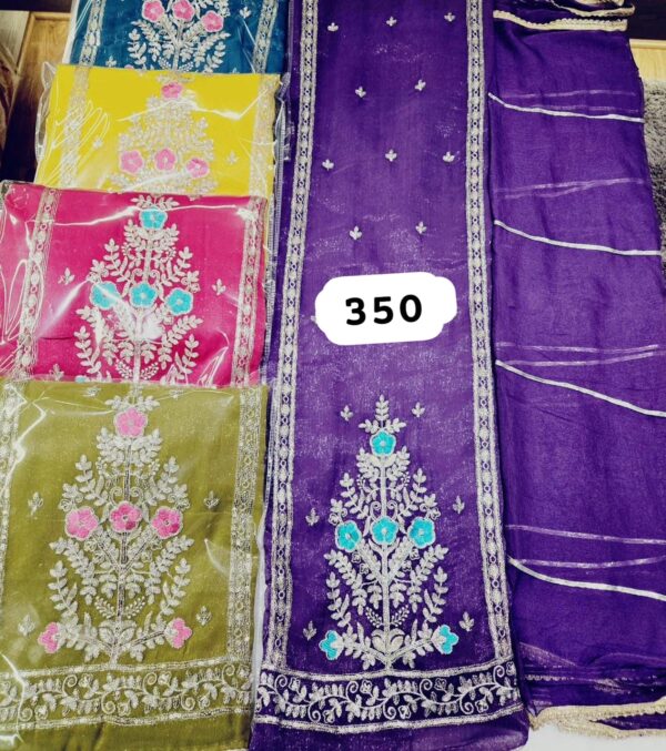 SCAK Shimmer Top Pure Chiffon Dupatta Unstitched Suits