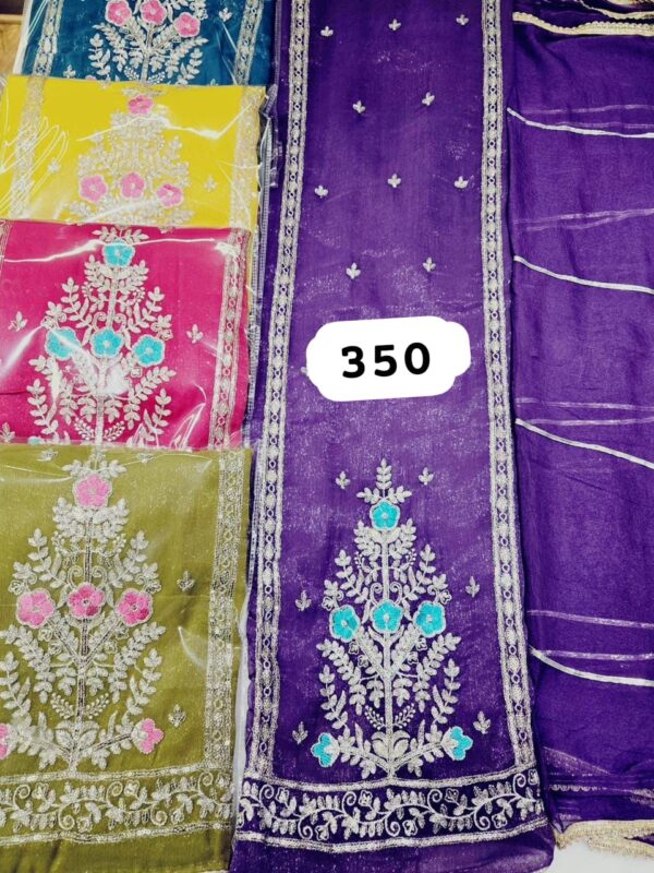 SCAK Shimmer Top Pure Chiffon Dupatta Unstitched Suits