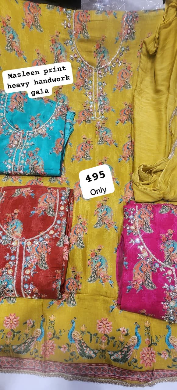SCAK Muslin Top Pure Chiffon Dupatta Unstitched Suits