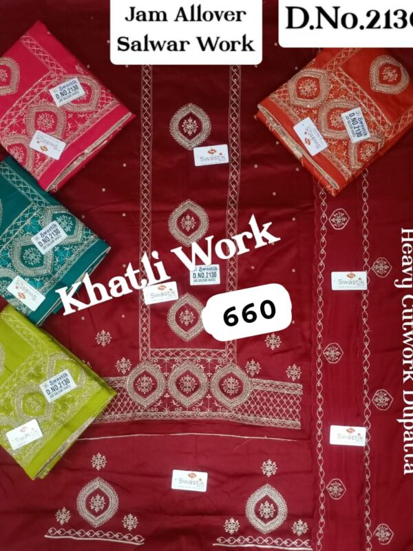 Swastik Jaam Top Pure Chiffon Dupatta Unstitched Suits