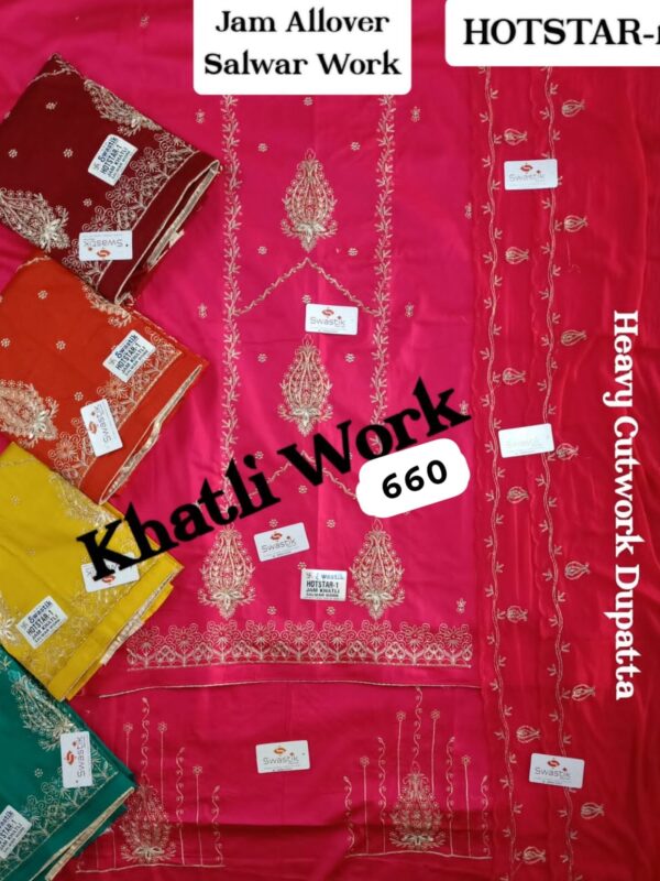 Swastik Jaam Top Pure Chiffon Dupatta Unstitched Suits