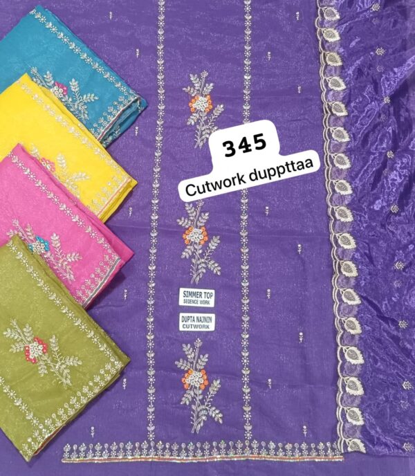 SCAK Shimmer Top Pure Chiffon Dupatta Unstitched Suits