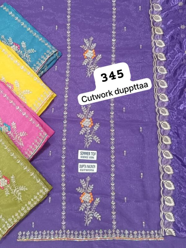 SCAK Shimmer Top Pure Chiffon Dupatta Unstitched Suits