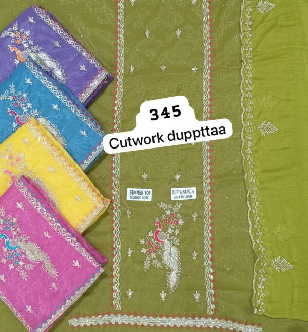 SCAK Shimmer Top Pure Chiffon Dupatta Unstitched Suits