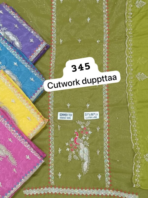 SCAK Shimmer Top Pure Chiffon Dupatta Unstitched Suits