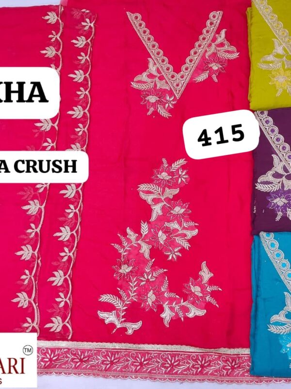 Manbhari Shimmer Top Pure Chiffon Dupatta Unstitched Suits