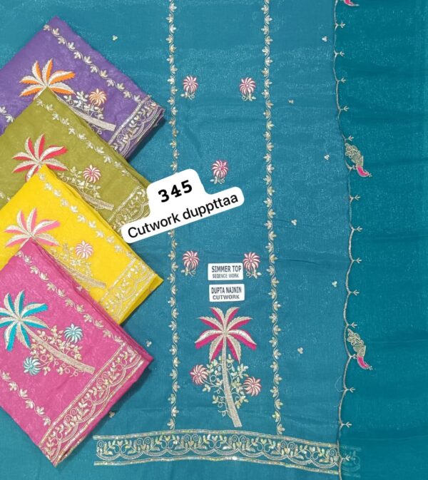 SCAK Shimmer Top Pure Chiffon Dupatta Unstitched Suits