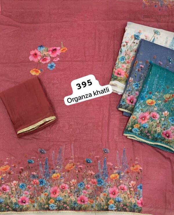 SCAK Organza Top Pure Chiffon Dupatta Unstitched Suits