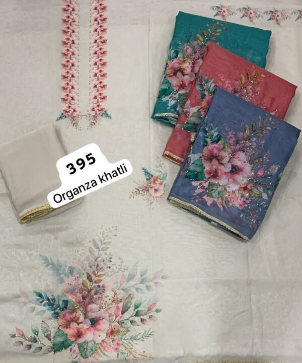 1000677598 SCAK Organza Top Pure Chiffon Dupatta Unstitched Suits