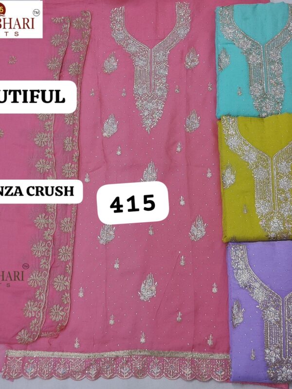 Manbhari Organza Top Pure Chiffon Dupatta Unstitched Suits