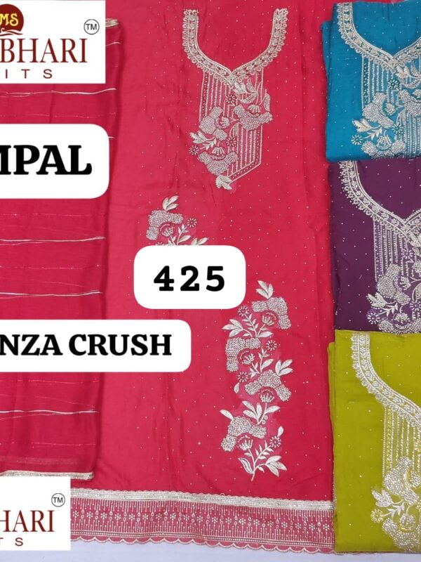 Manbhari Organza Top Pure Chiffon Dupatta Unstitched Suits