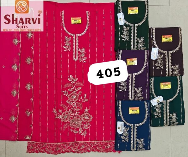 1000712390 Sharvi Fiona Top Pure Chiffon Dupatta Unstitched Suits