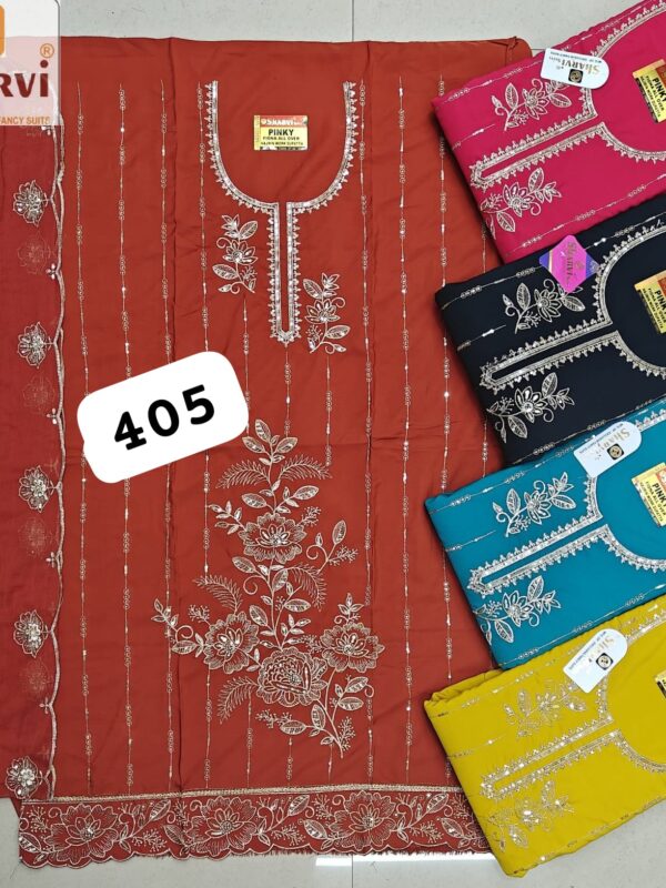 1000712393 Sharvi Fiona Top Pure Chiffon Dupatta Unstitched Suits