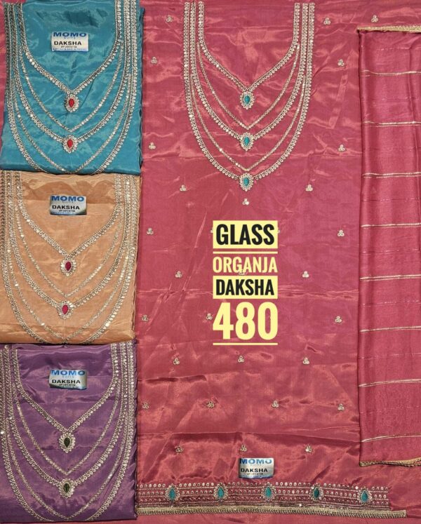 SCAK Glass Top Pure Chiffon Dupatta Unstitched Suits
