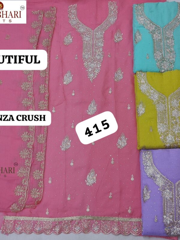 Manbhari Organza Top Pure Chiffon Dupatta Unstitched Suits
