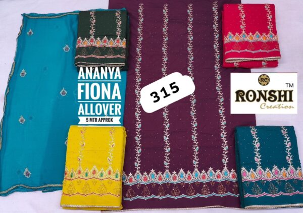 Ronshi Fiona Top Pure Chiffon Dupatta Unstitched Suits