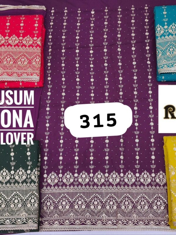 1000712407 Ronshi Fiona Top Pure Chiffon Dupatta Unstitched Suits