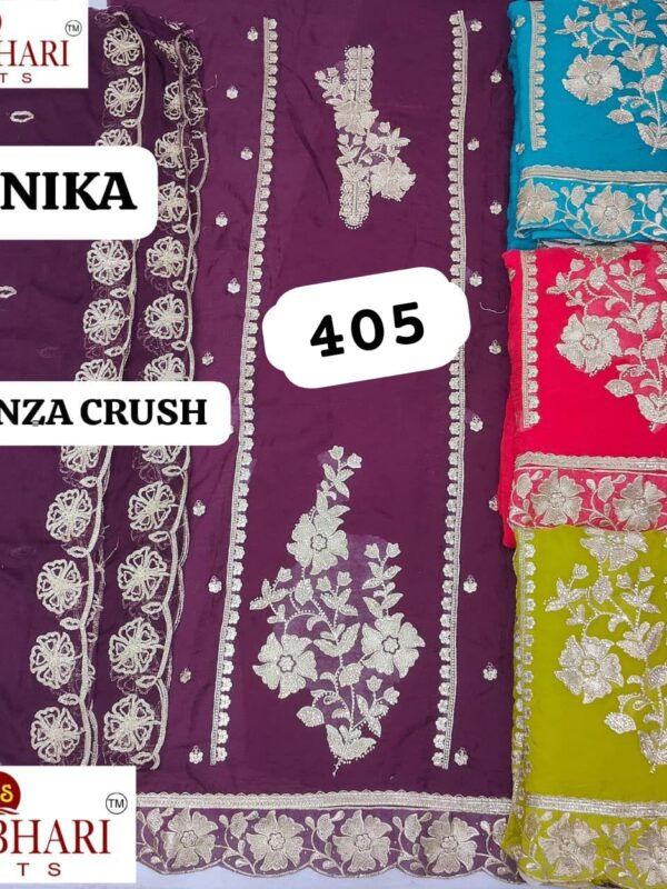 Manbhari Organza Top Pure Chiffon Dupatta Unstitched Suits