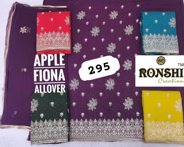 1000712429 Ronshi Fiona Top Pure Chiffon Dupatta Unstitched Suits