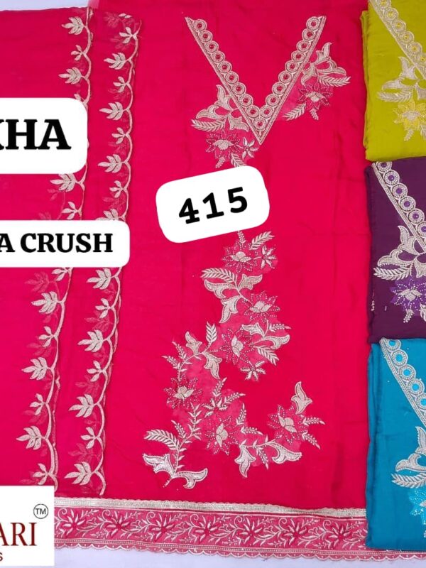 Manbhari Organza Top Pure Chiffon Dupatta Unstitched Suits