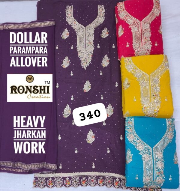 1000712431 Ronshi Fiona Top Pure Chiffon Dupatta Unstitched Suits