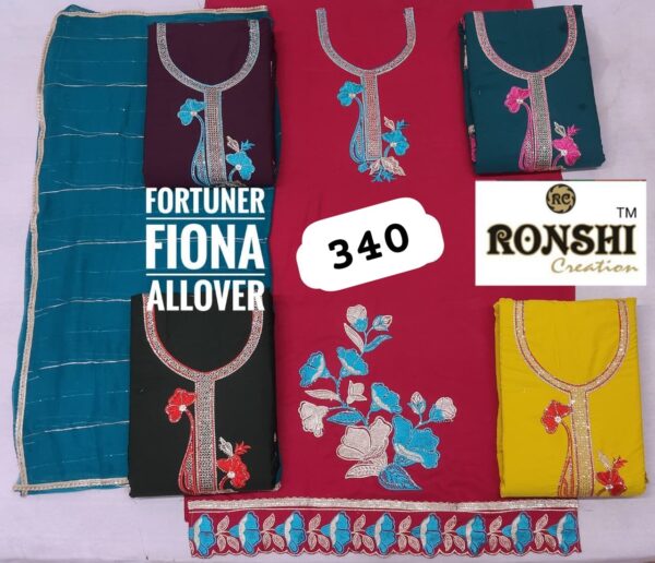 1000712433 Ronshi Fiona Top Pure Chiffon Dupatta Unstitched Suits