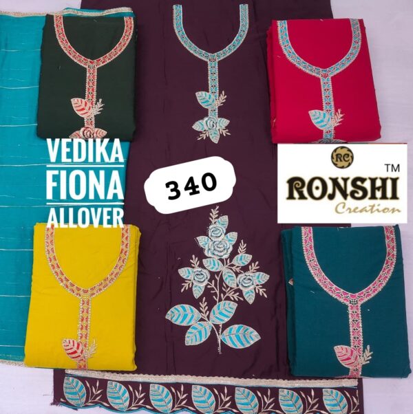 1000712436 Ronshi Fiona Top Pure Chiffon Dupatta Unstitched Suits