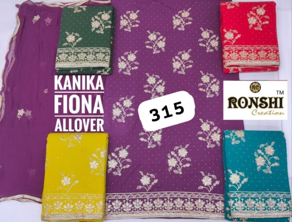 Ronshi Fiona Top Pure Chiffon Dupatta Unstitched Suits