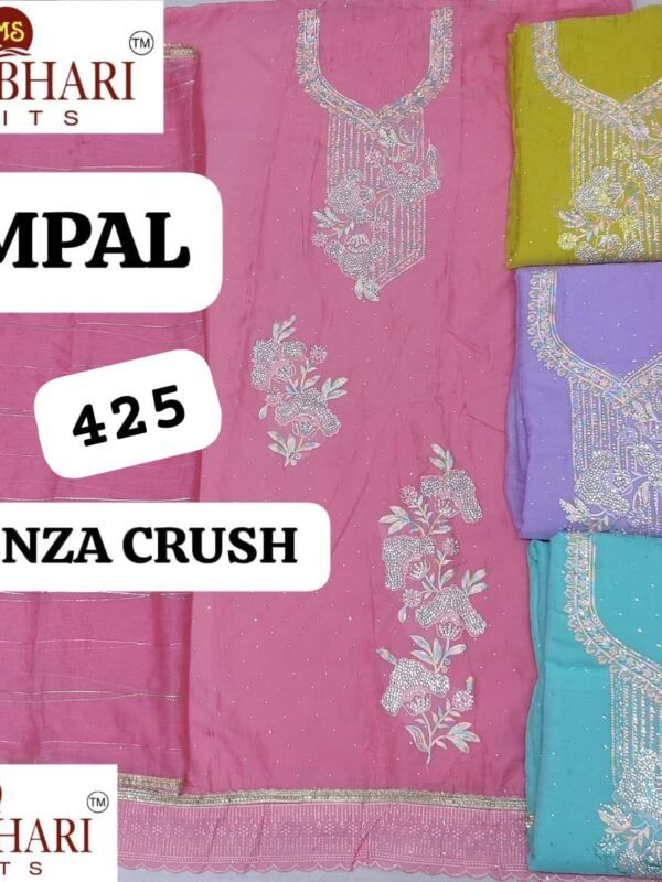 Manbhari Organza Top Pure Chiffon Dupatta Unstitched Suits