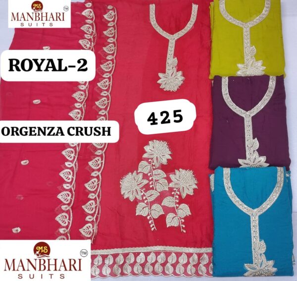 1000712450 Manbhari Organza Top Pure Chiffon Dupatta Unstitched Suits