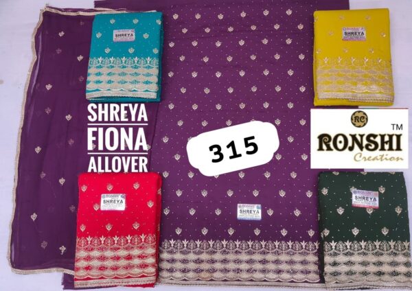 1000712454 Ronshi Fiona Top Pure Chiffon Dupatta Unstitched Suits