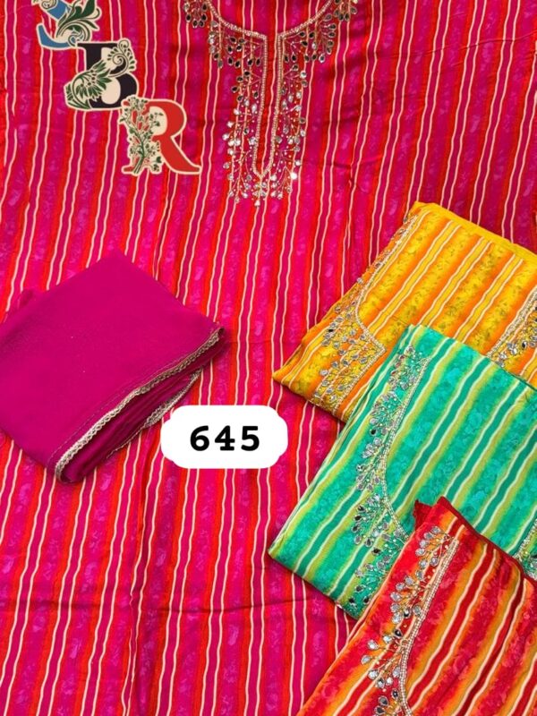 SCAK Organza Top Pure Chiffon Dupatta Unstitched Suits