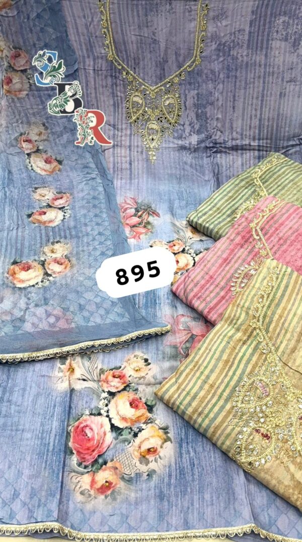 1000716205 SCAK Organza Top Pure Chiffon Dupatta Unstitched Suits