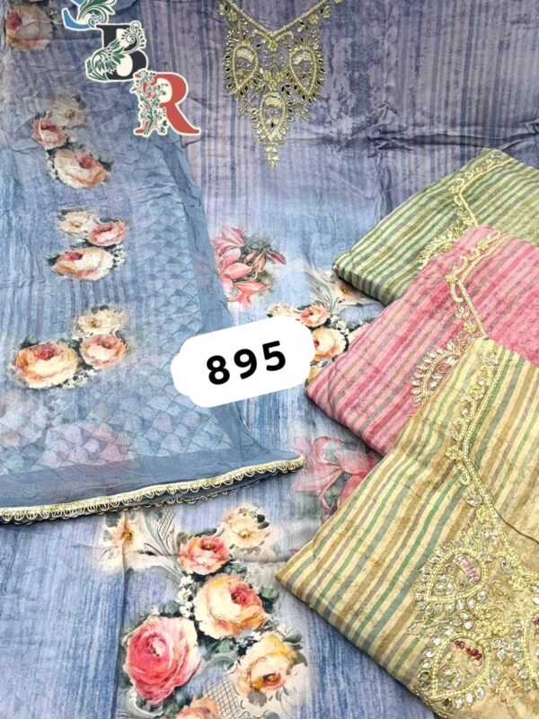 SCAK Organza Top Pure Chiffon Dupatta Unstitched Suits