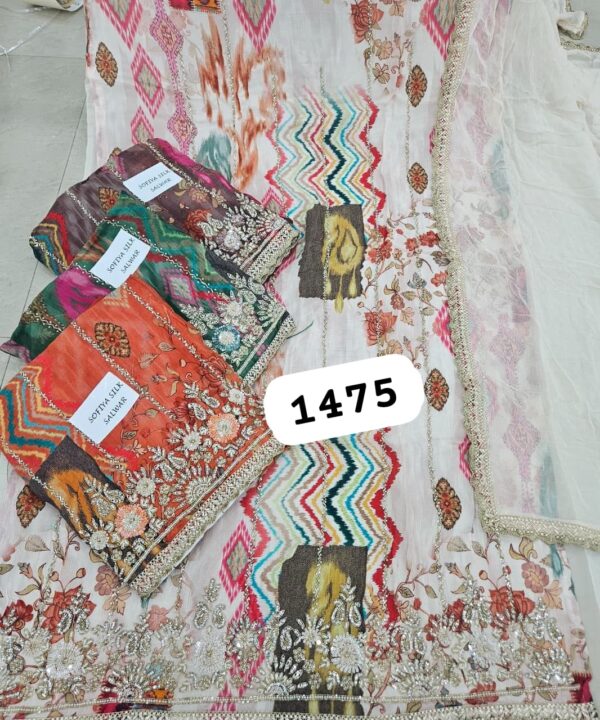 1000716207 SCAK Organza Top Pure Chiffon Dupatta Unstitched Suits