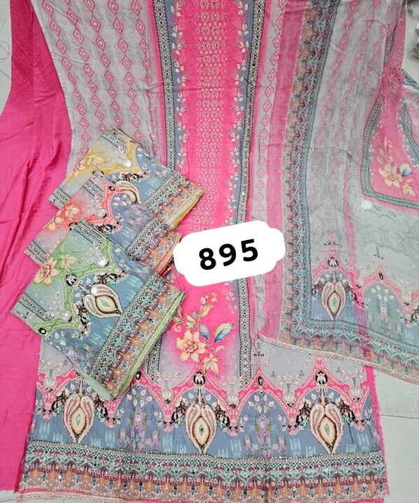 1000716208 SCAK Organza Top Pure Chiffon Dupatta Unstitched Suits