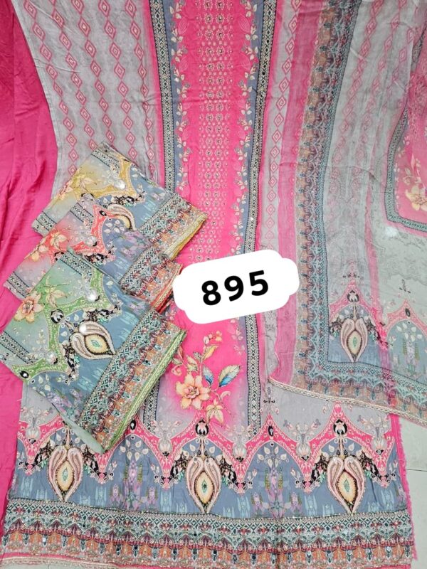 SCAK Organza Top Pure Chiffon Dupatta Unstitched Suits