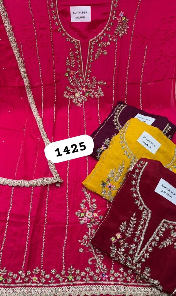 SCAK Organza Top Pure Chiffon Dupatta Unstitched Suits