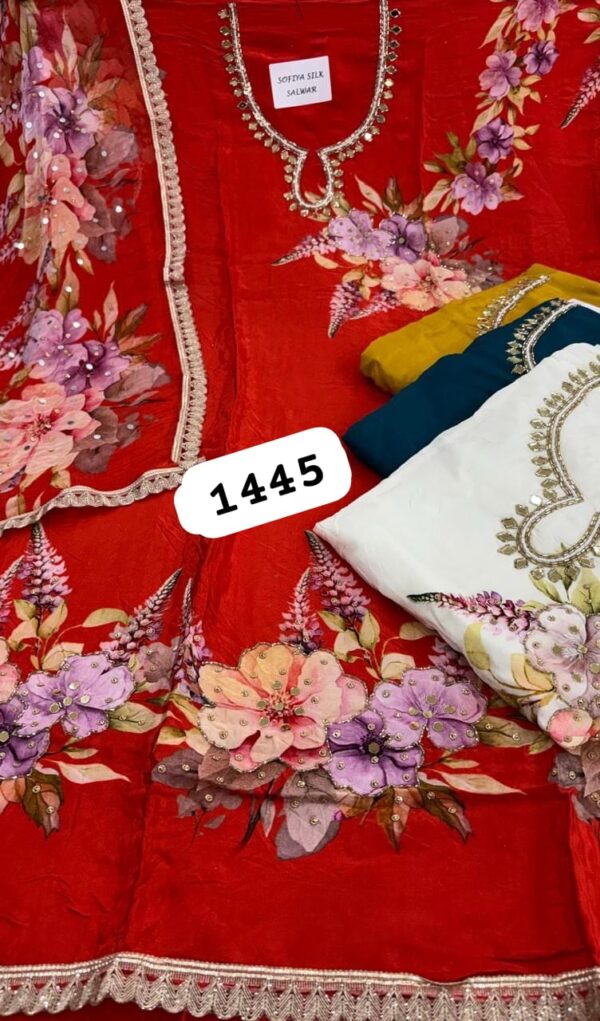 1000716213 SCAK Organza Top Pure Chiffon Dupatta Unstitched Suits