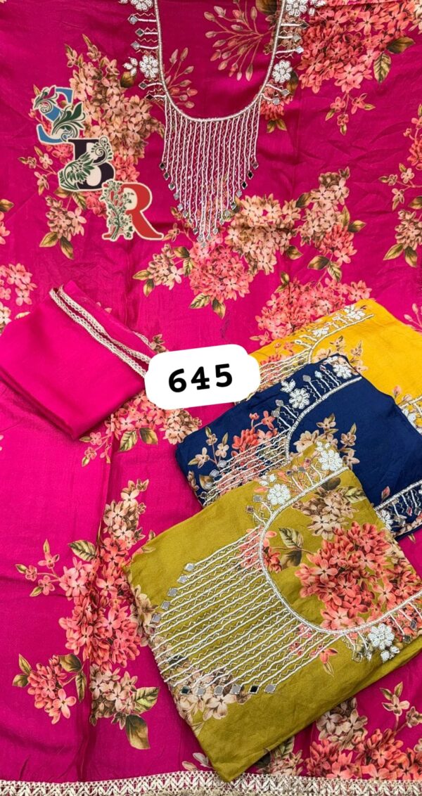 SCAK Muslin Top Pure Chiffon Dupatta Unstitched Suits