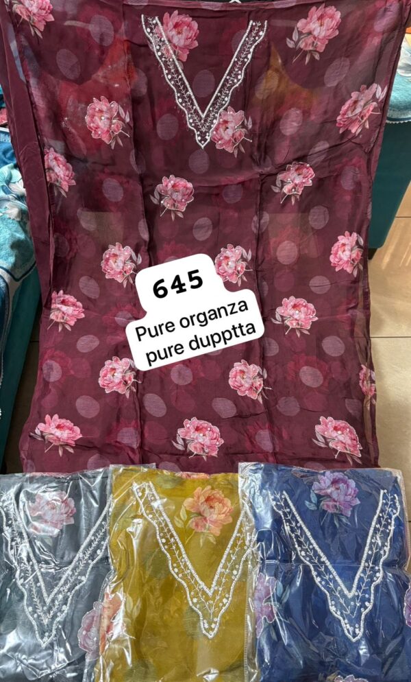 SCAK Organza Top Pure Chiffon Dupatta Unstitched Suits