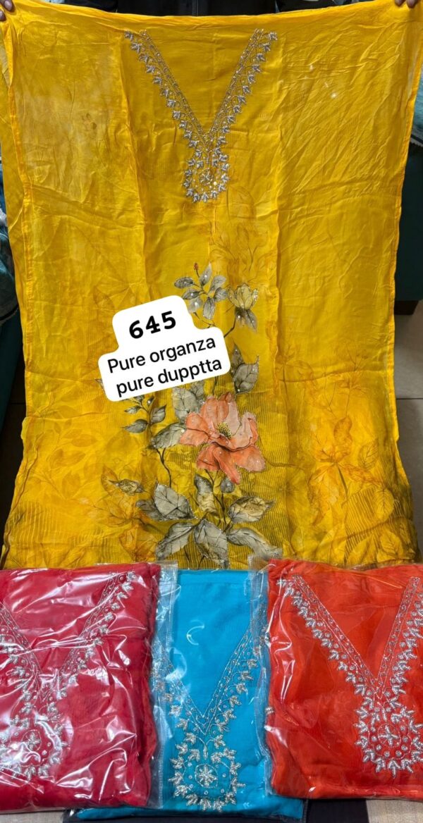 1000716216 SCAK Organza Top Pure Chiffon Dupatta Unstitched Suits